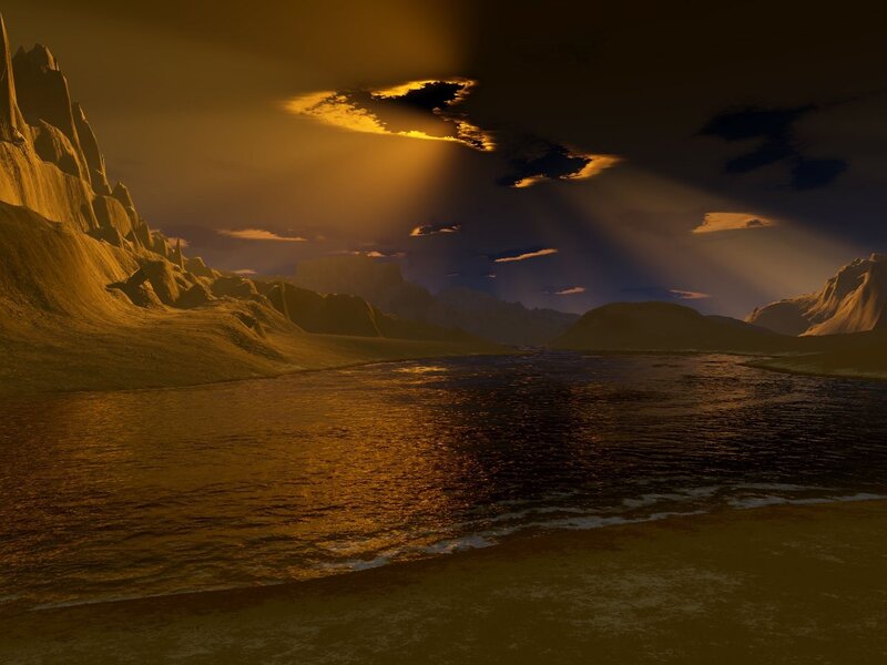 Mountainous Landscape at Dusk