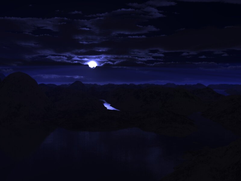 Mountainous Landscape at Night — Blue