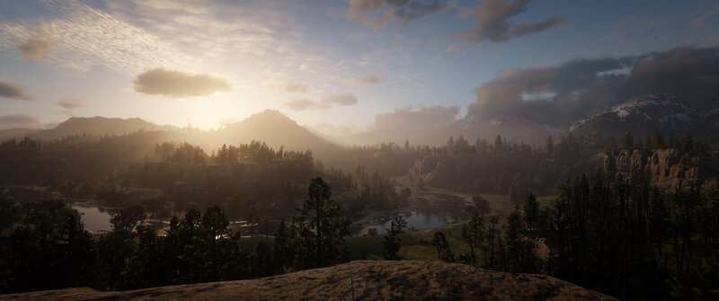 Mountainous Landscape at Sunrise
