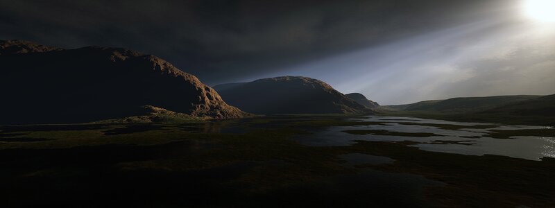 Mountainous Landscape — Black, Dramatic