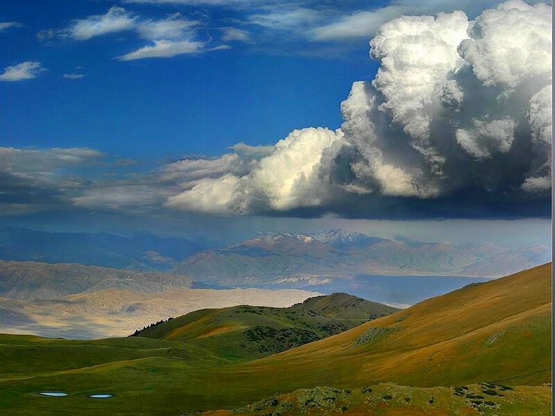 Mountainous Landscape — Blue, Dramatic, Afternoon, Photograph, Clouds