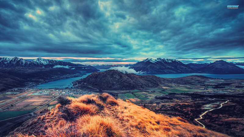 Mountainous Landscape — Blue, Dramatic, Sunset, Photograph