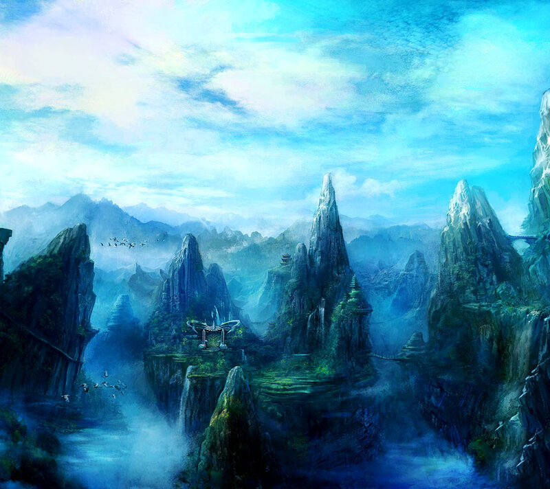 Mountainous Landscape — Blue, Serene