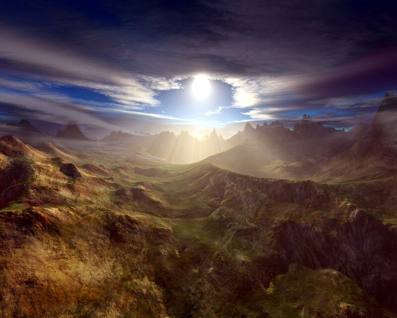 Mountainous Landscape — Brown, Dramatic, Sunrise