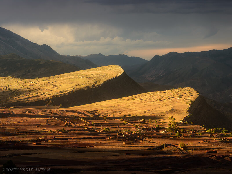 Mountainous Landscape — Brown, Dramatic, Sunset, Photograph