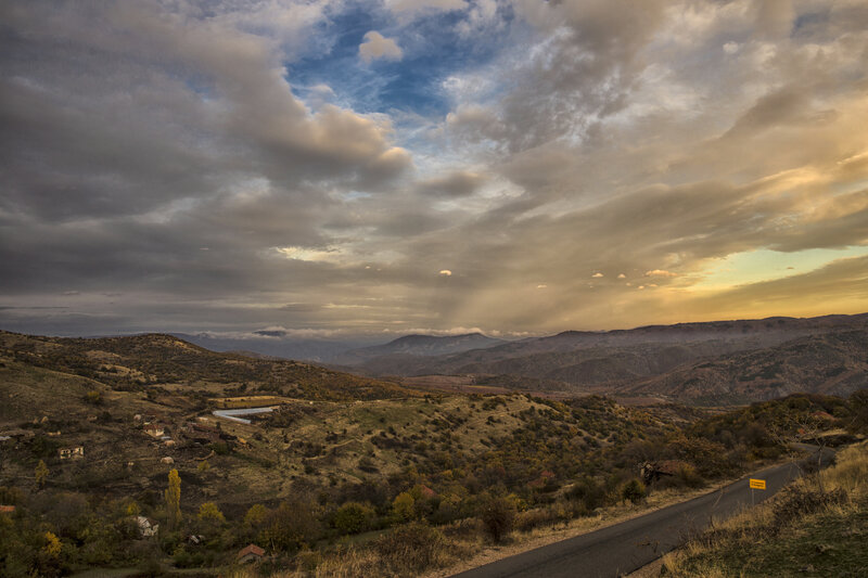 Mountainous Landscape — Brown, Dramatic, Sunset