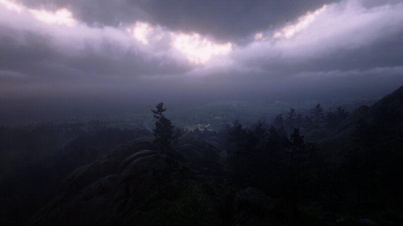 Mountainous Landscape — Gray, Dramatic, Night