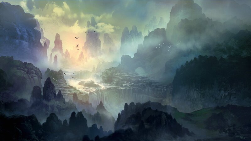 Mountainous Landscape — Green, Dramatic, Sunrise
