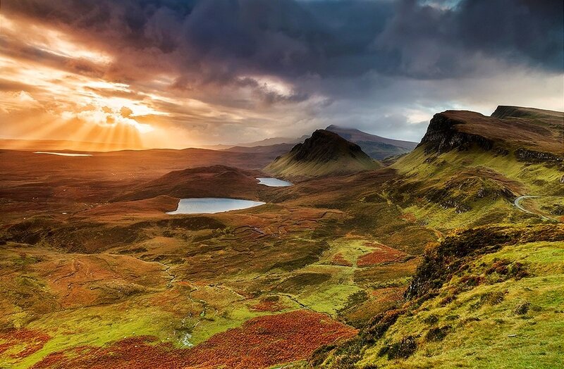 Mountainous Landscape — Green, Dramatic, Sunset, Photograph, Lakes