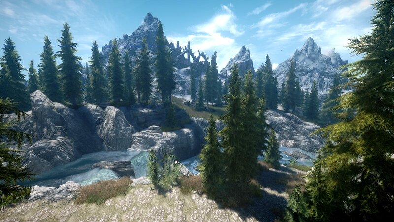 Mountainous Landscape — Green, Serene, Afternoon, 3d Render, Trees, River