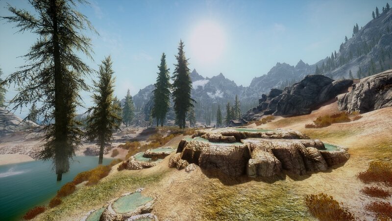 Mountainous Landscape — Green, Serene, Afternoon, 3d Render, Trees, Rocks