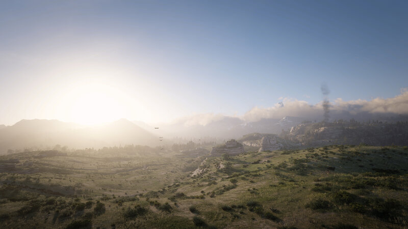 Mountainous Landscape — Green, Serene, Morning, 3d Render, Mountains