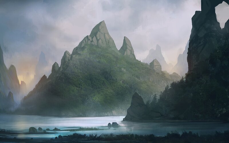 Mountainous Landscape — Green, Serene, Morning