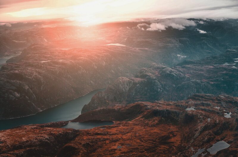 Mountainous Landscape — Orange, Dramatic, Sunrise