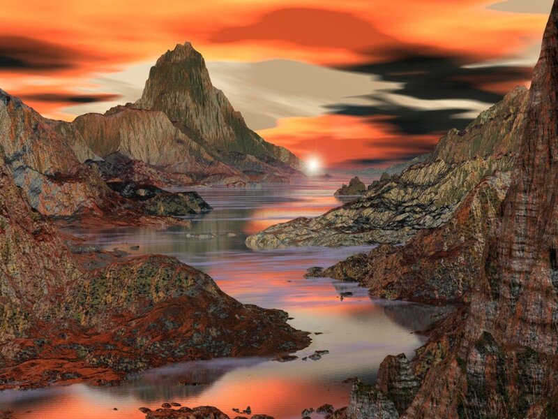 Mountainous Landscape — Orange, Dramatic, Sunset