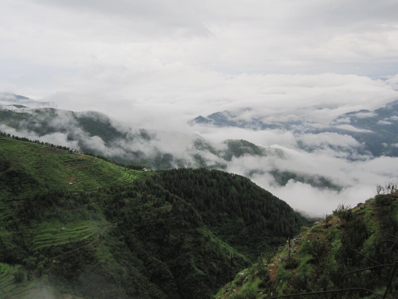 Mountainous Landscape with Clouds — Green