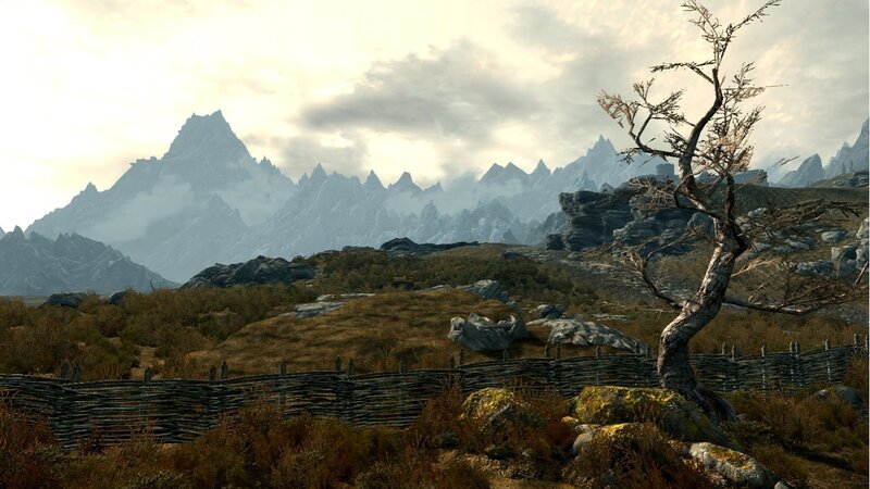 mountainous landscape with fence