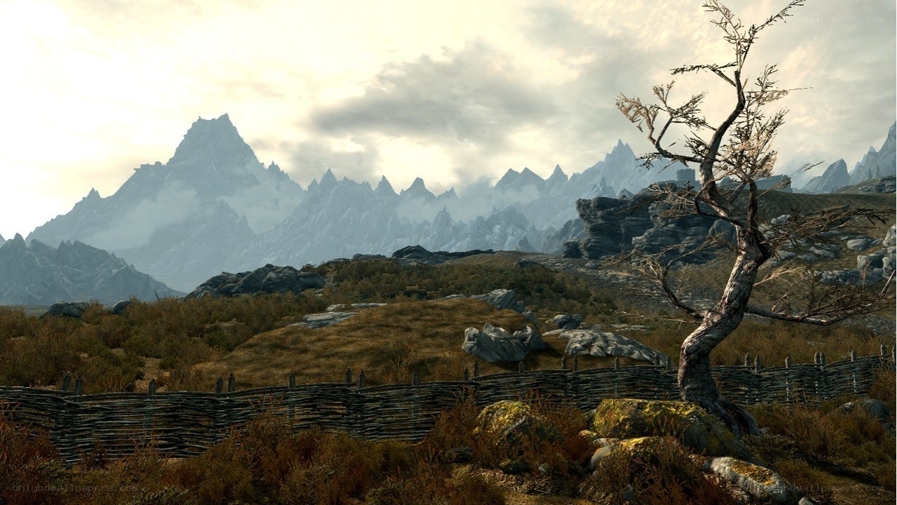 mountainous landscape with fence
