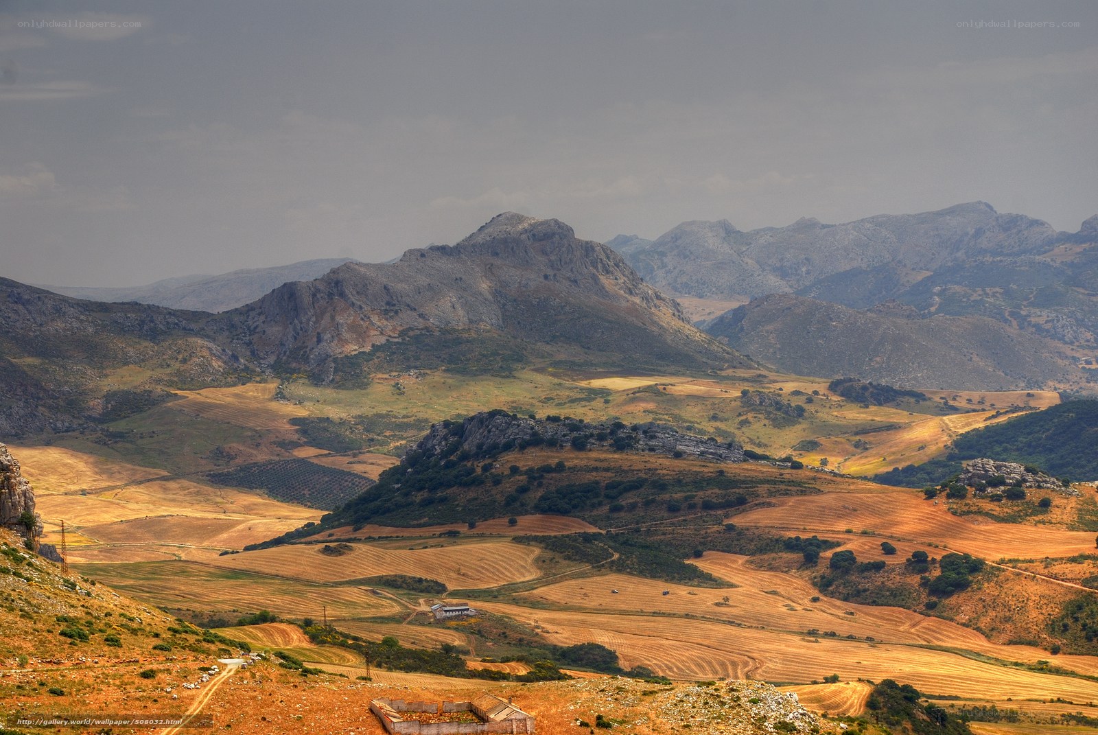 Mountainous landscape with fields