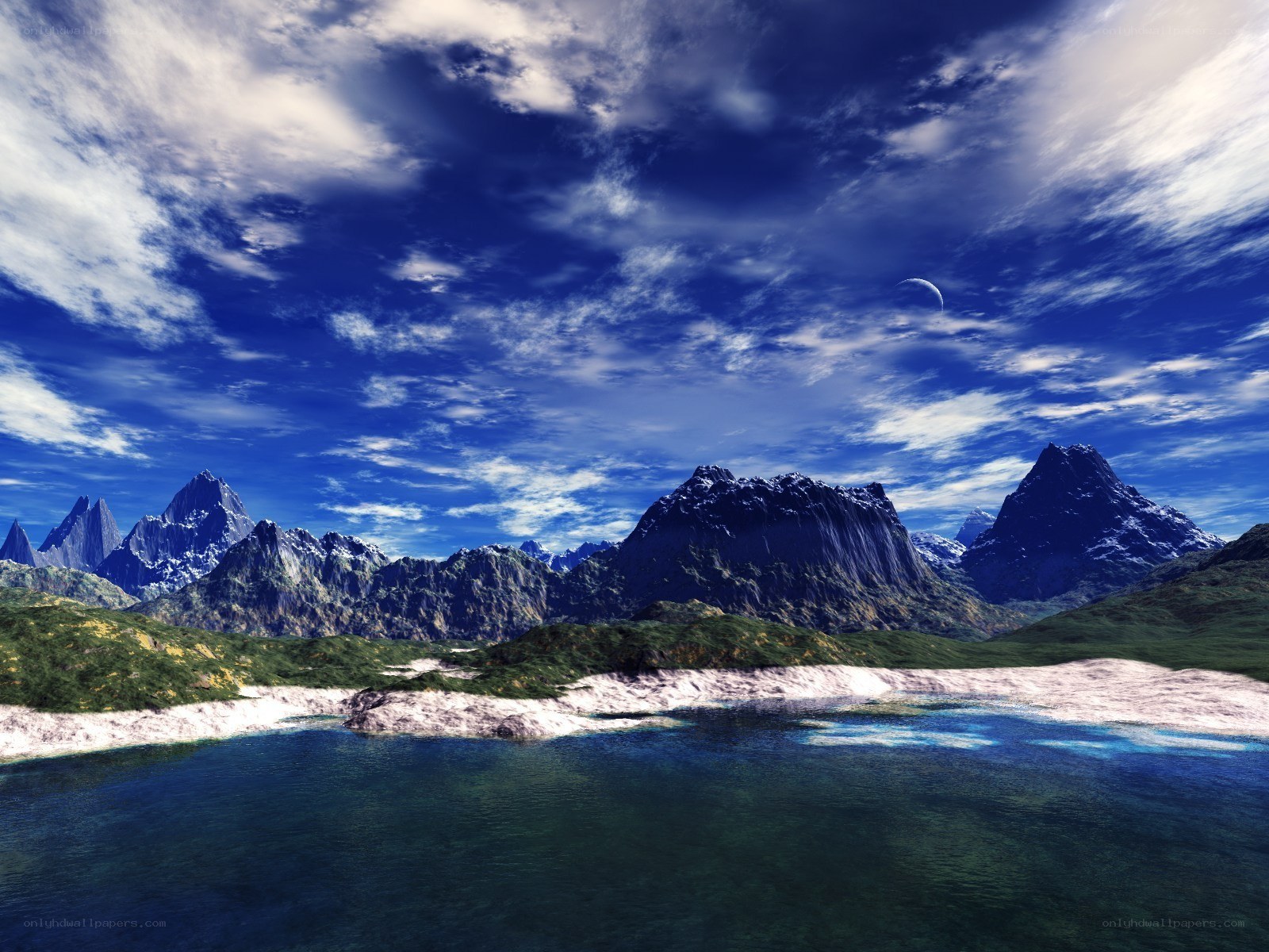 mountainous landscape with lake