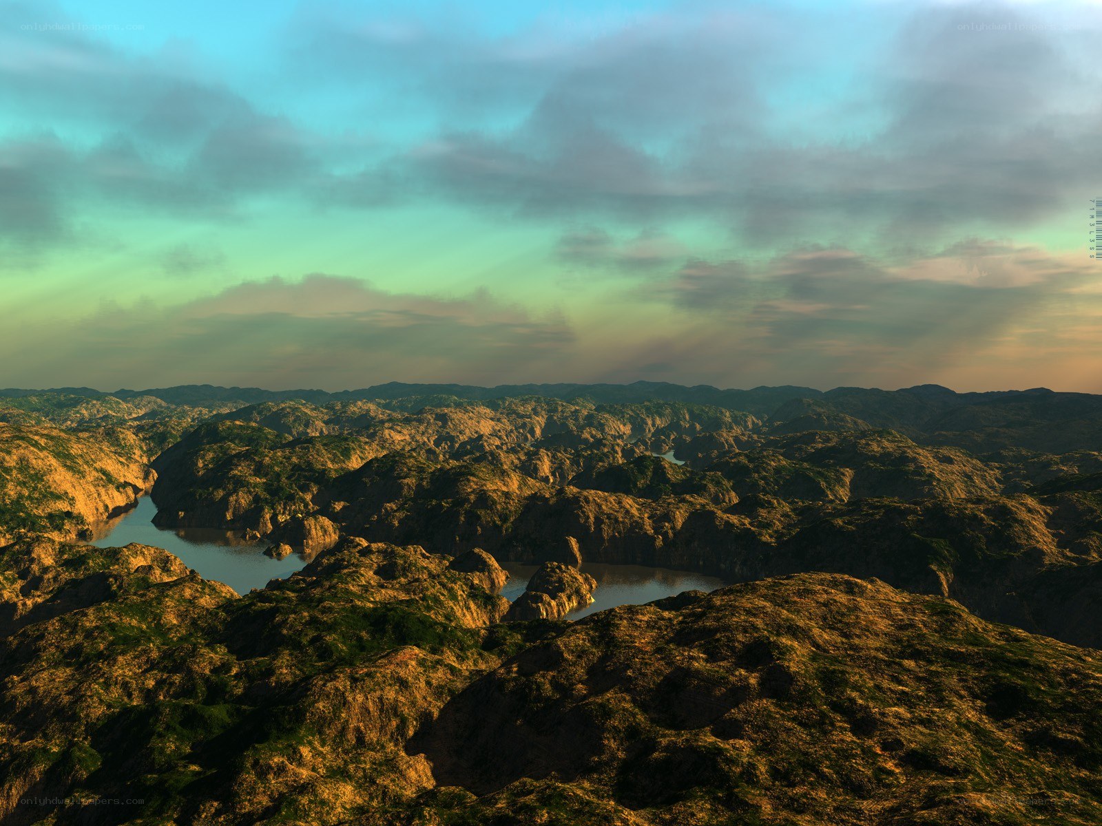 Mountainous landscape with river