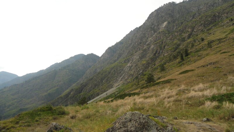 mountainous landscape with rocky slopes