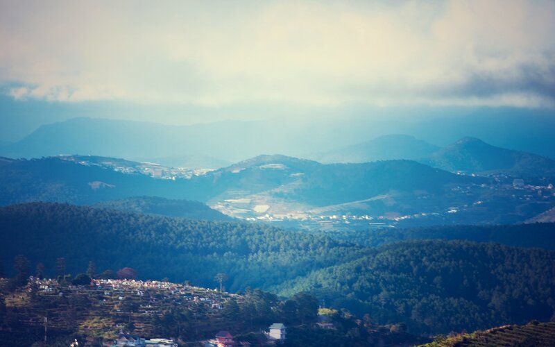 Mountainous landscape with villages