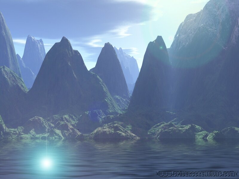 mountainous landscape with water