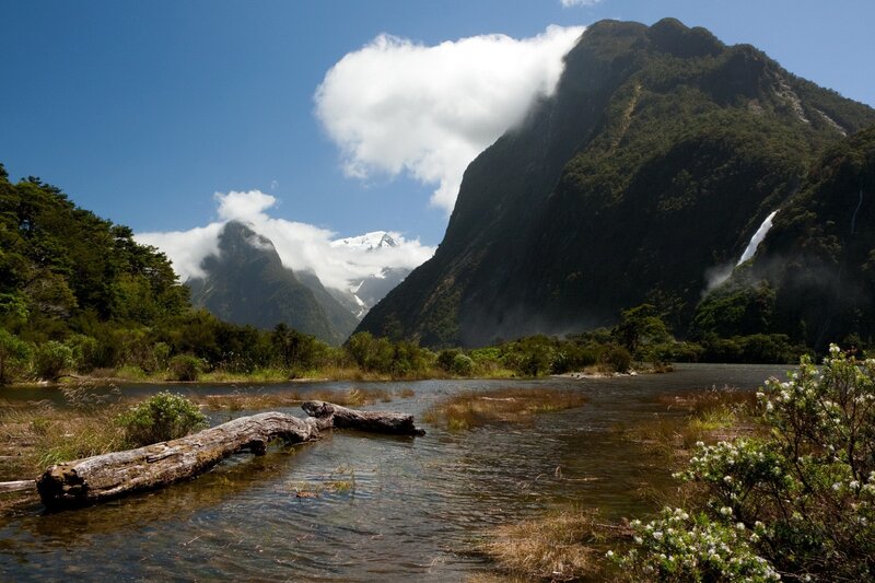 Mountainous River Landscape — Blue, Serene, Afternoon