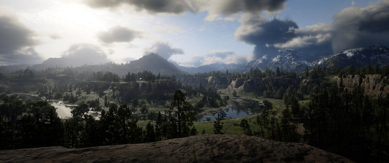 Mountainous River Valley — Green