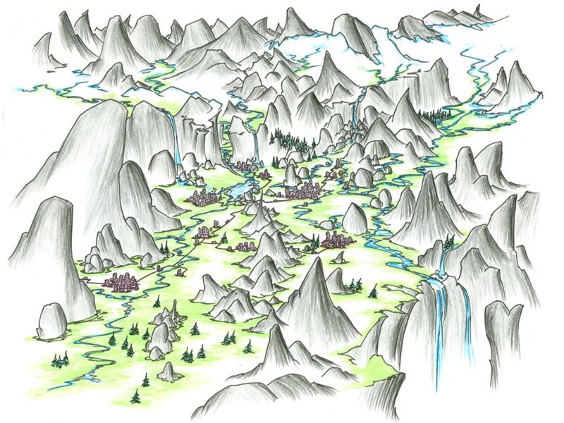 mountainous river valley map