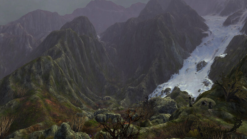 mountainous valley with glacier