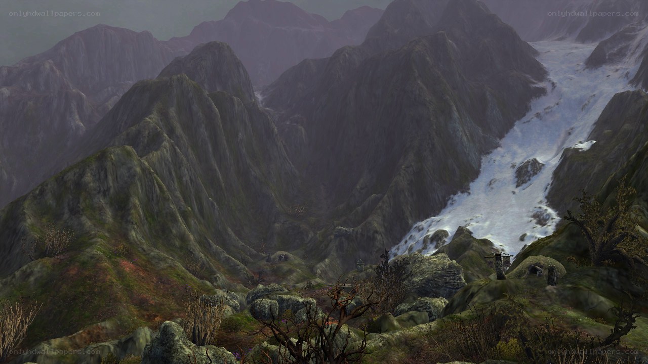 mountainous valley with glacier