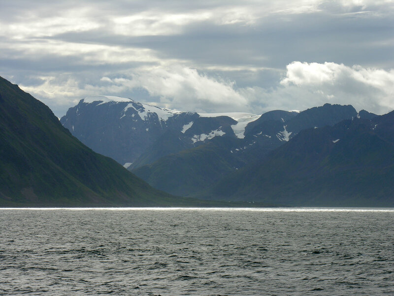 mountains and glacier by the sea