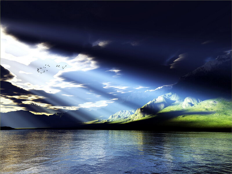 Mountains and Lake at Dawn