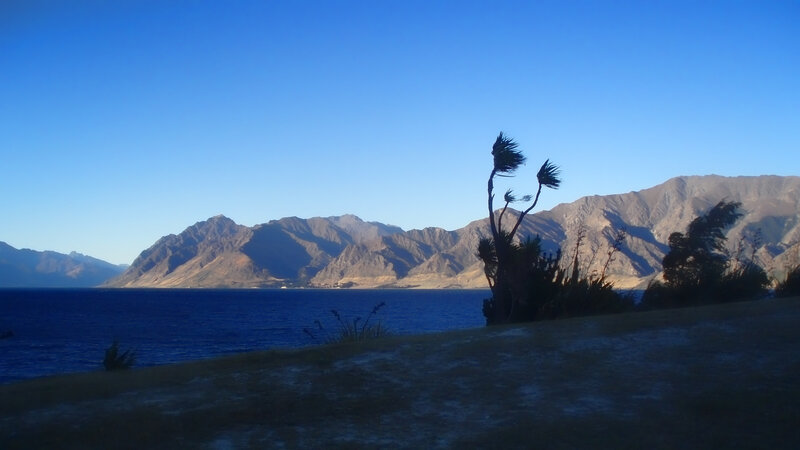 Mountains and Lake Landscape — Blue