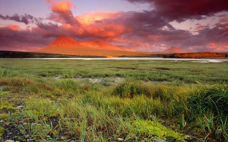 Mountains at Sunset — Orange, Dramatic