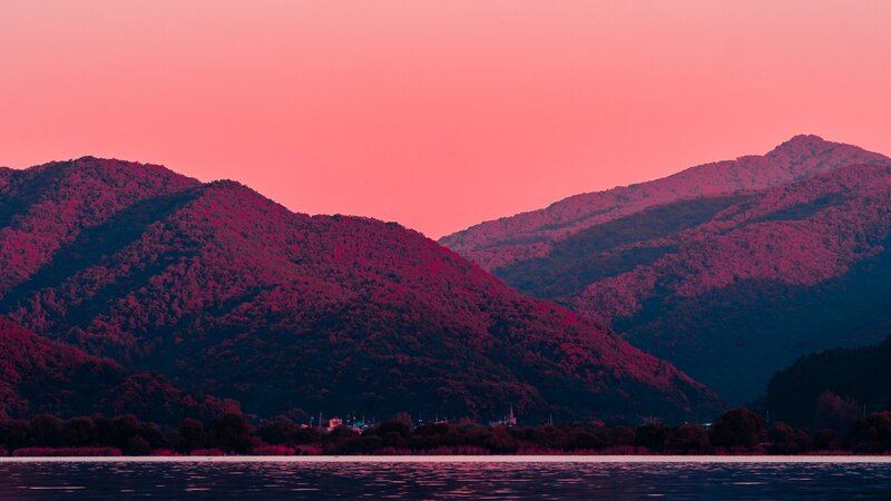 Mountains at Sunset — Pink