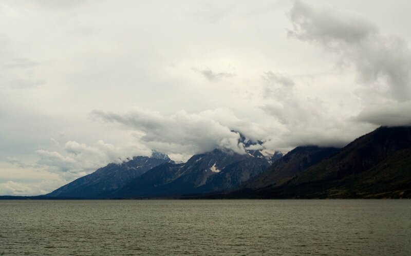 mountains over a lake