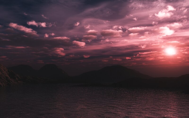 Mountains over Water — Purple