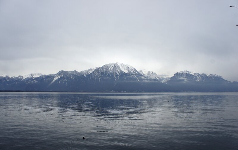 mountains reflected in a calm lake