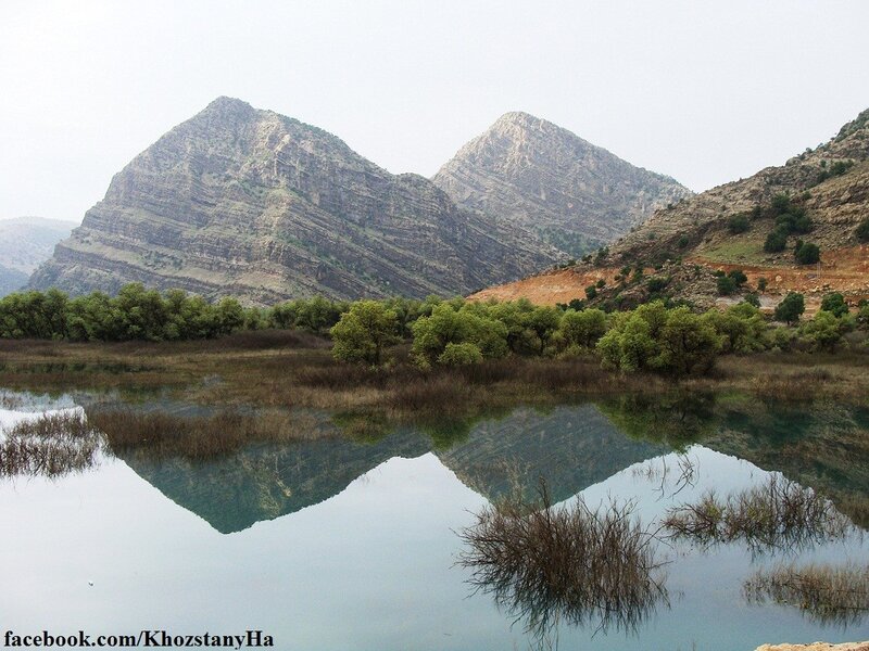 Mountains Reflected in Lake — Green, Serene