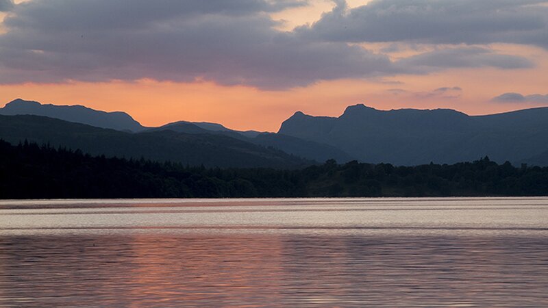 Mountains Reflected in Lake — Orange