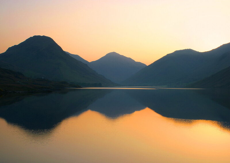Mountains Reflecting in Lake — Orange
