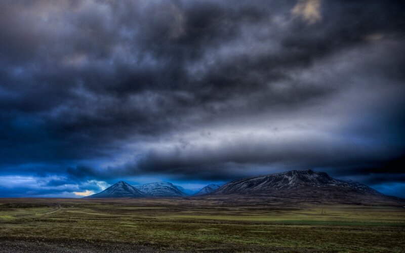 Mountains under Stormy Sky — Blue