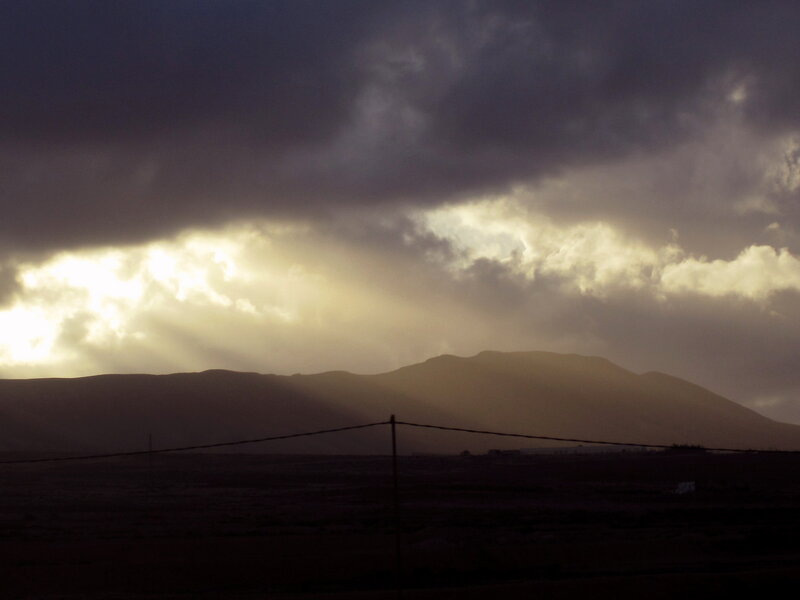 Mountains under Stormy Sky — Gray
