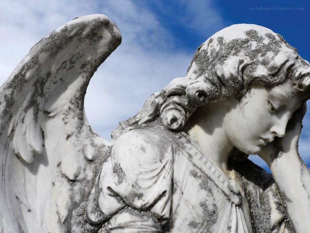 mourning angel statue