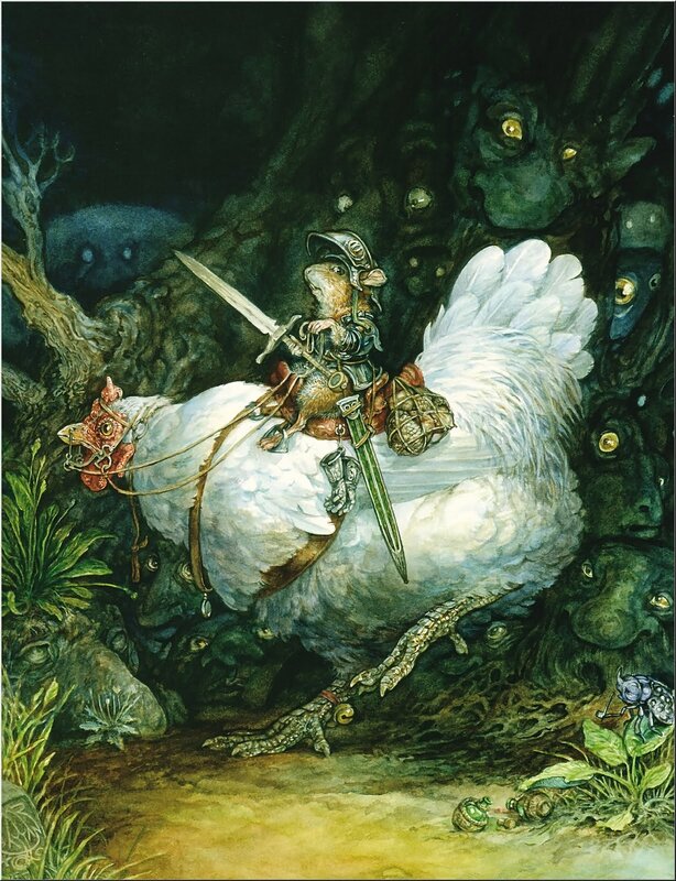 mouse knight on a chicken