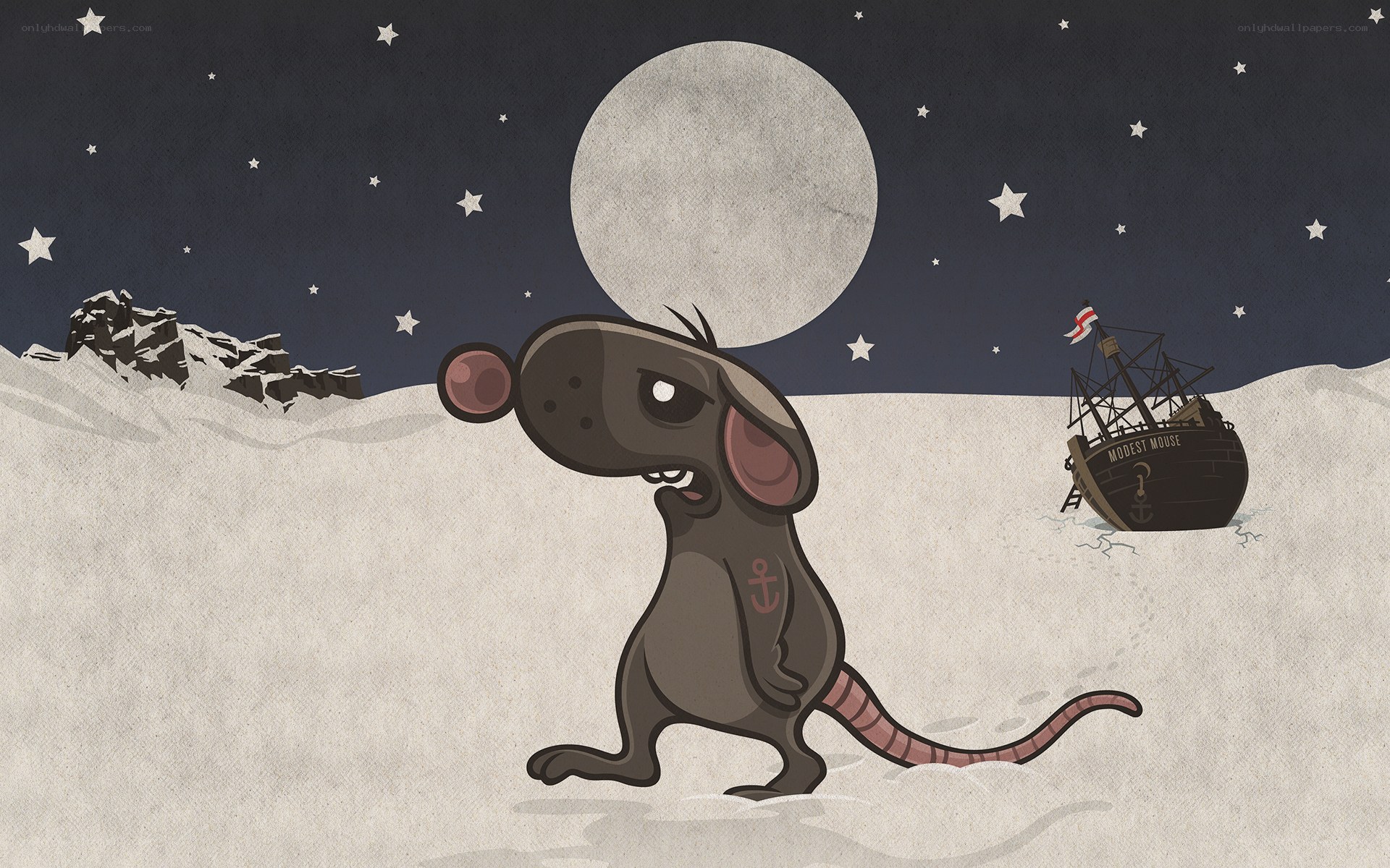 mouse on a snowy shore