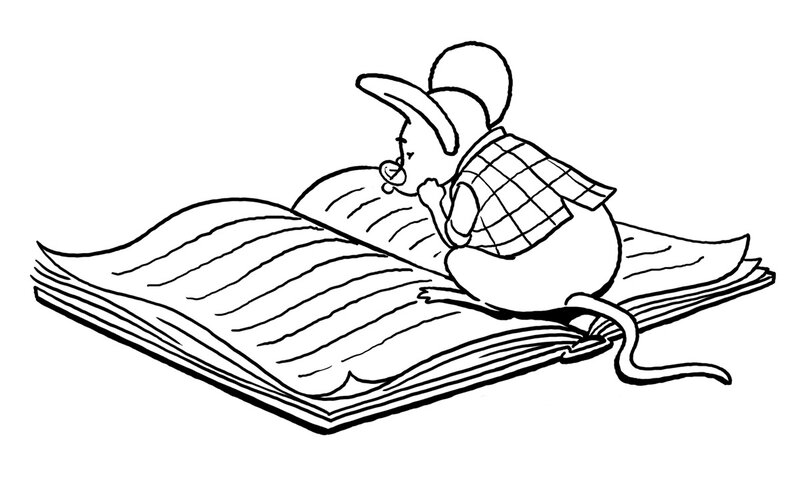 mouse reading a book